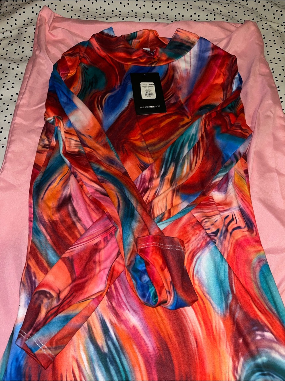 Vibrant Multicolor Swirl Long-Sleeve mini dress